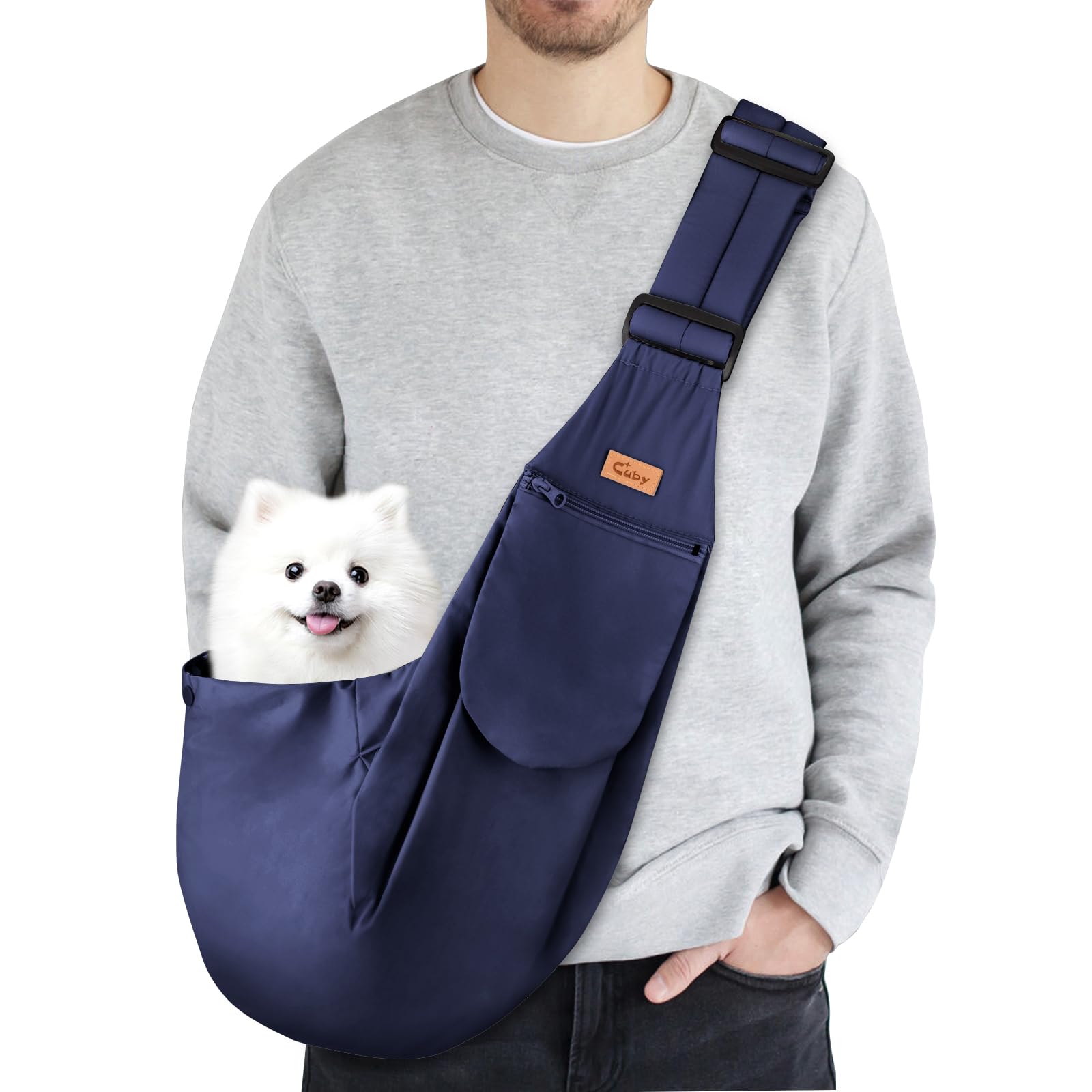 Cuby Dog And Cat Sling Carrier - Hands Free Reversible Pet Papoose Bag - Soft Pouch And Tote Design - Adjustable - Suitable For 