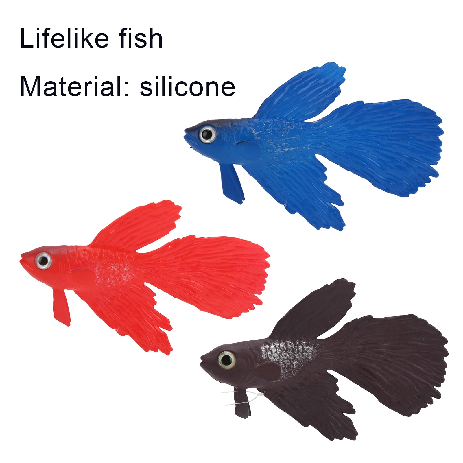 Tnfeeon 3Pieces Lifelike Aquarium Fish Ornament,Environmentally Friendly Silicone Colorful Gold Fish High Simulation Artificial