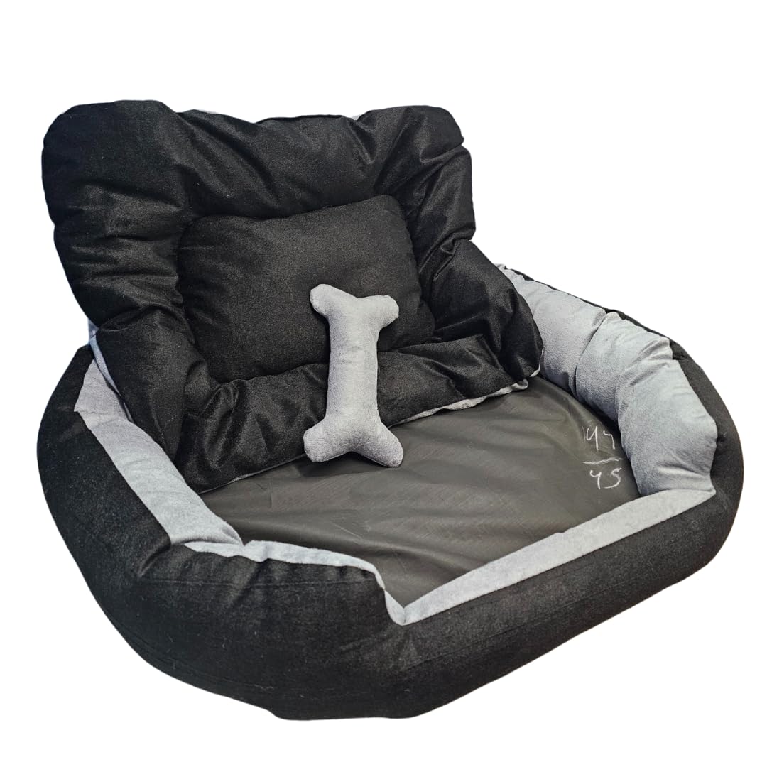 GDB Dog & Cat Sleeping Sofa Bed with Removable Cushion, Comfortable & Durable Pet Lounger, Washable, AntiSlip Base, Grey, Mediu