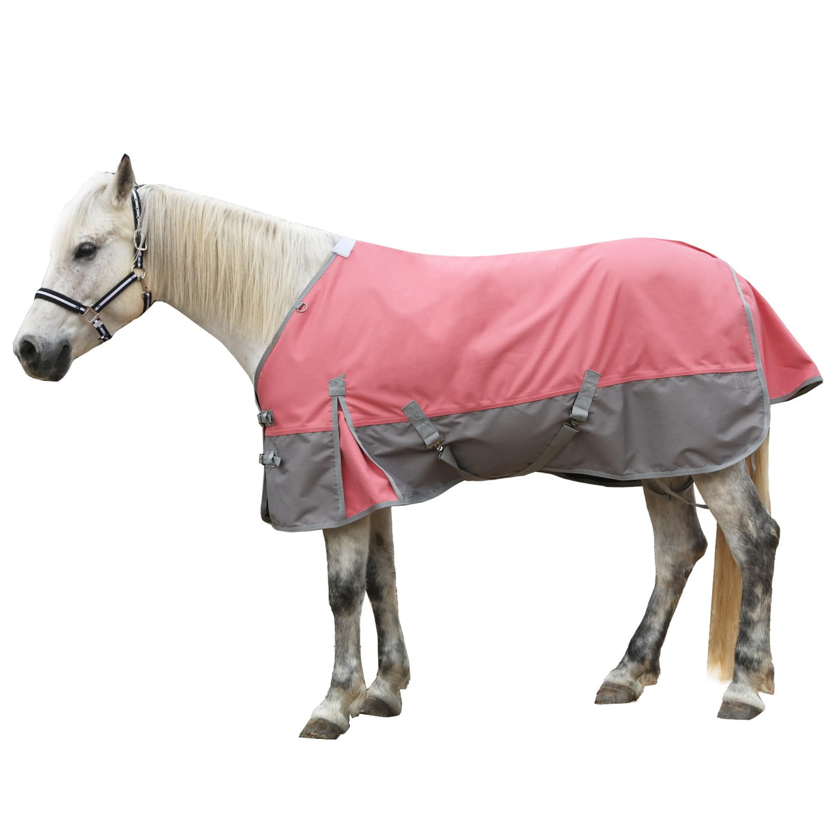 Gallopoff 1200 Denier Rip-Stop Turnout Rain Sheet Lightweight Waterproof Breathable Horse Blanket (No Fill) Pinkgrey 75''