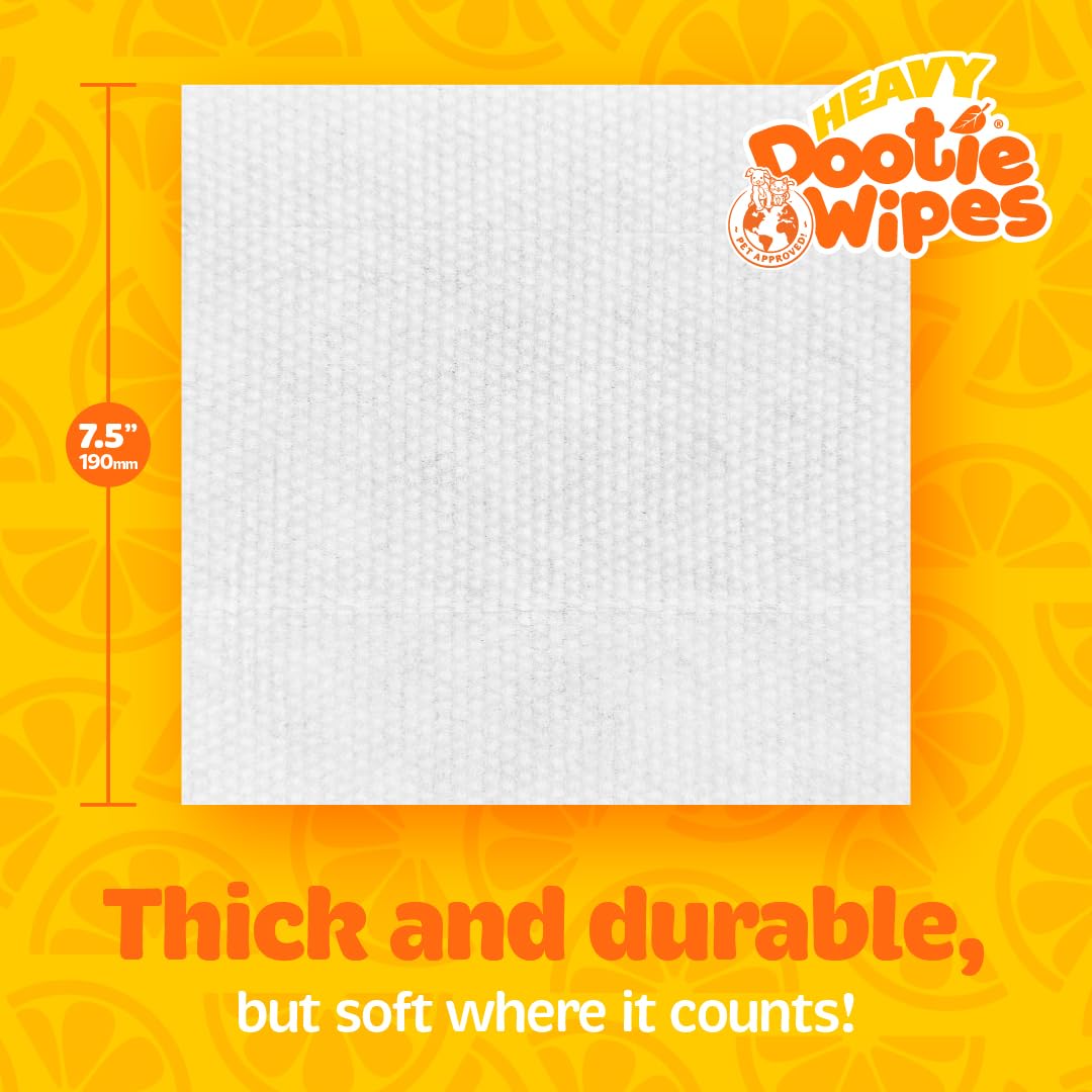 HEAVY Dootie Wipes - Convenient Durable Dog Wipes for Paws, Butt with Very Mild Pleasant Citrus Scent, 100 Count - Puppy Essenti