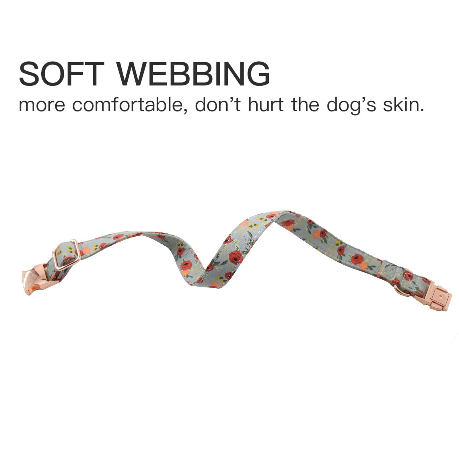 Metal Buckle Dog Collar, Durable Adjustable Dog Collar Soft For Small Medium Large Dogs (001-Flower11, M(13-18In))