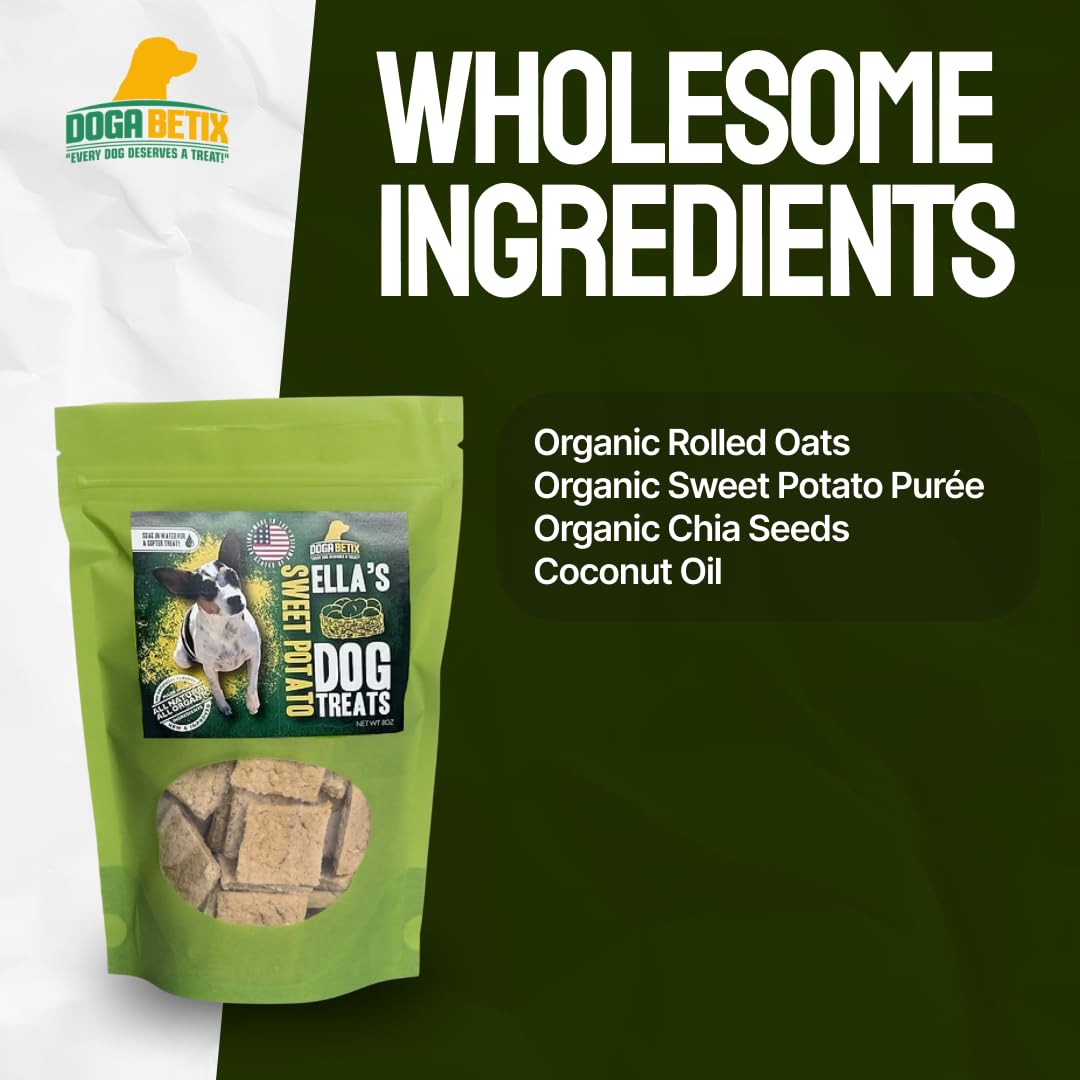 DogaBetix Ellas Diabetic Dog Treats Sweet Potato (8oz) - Low Glycemic Ingredients - Vet Approved - Made in USA by Owners of Dia