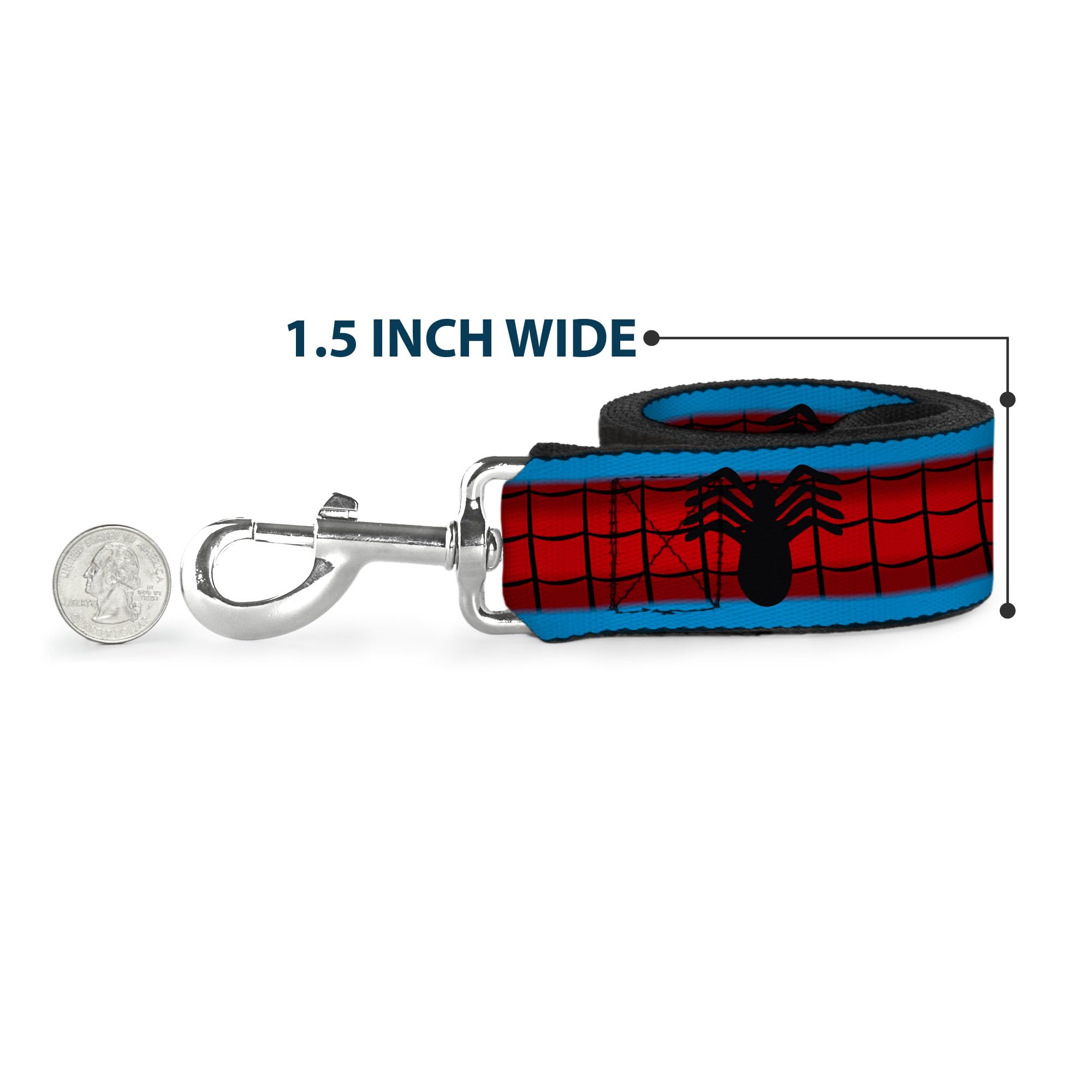 Dog Leash - 6-FEET - Spider-Man Costume Stripe Blue Red Black - Wide 1.5