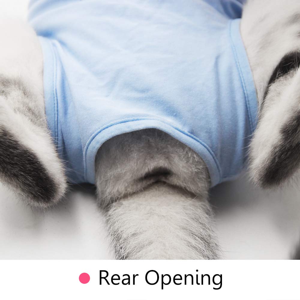 Ouuonno Cat Wound Surgery Recovery Suit For Abdominal Wounds Or Skin Diseases, After Surgery Wear, Pajama Suit, E-Collar Alternative For Cats (S, Blue)