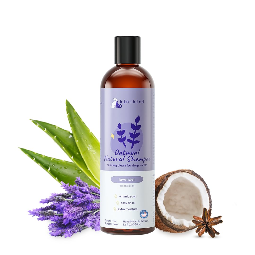 Kin+Kind Oatmeal Shampoo Lavender For Dogs & Cats Natural Dog Shampoo For Itchy & Sensitive Skin With Colloidal Oatmeal, Olive O
