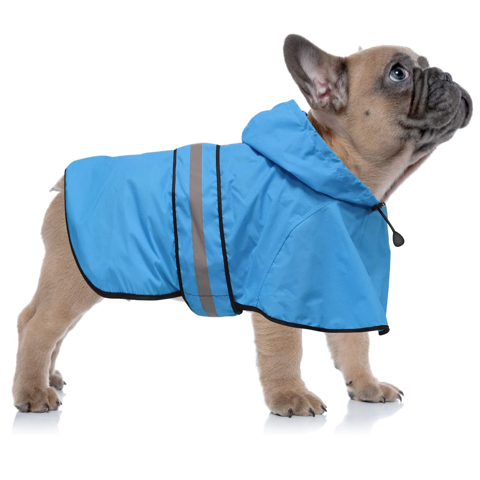 Ezierfy Waterproof Reflective Dog Rain Coat - Adjustable Dog Rain Jacket Poncho, Lightweight Dog Hooded Pet Raincoat For Small T