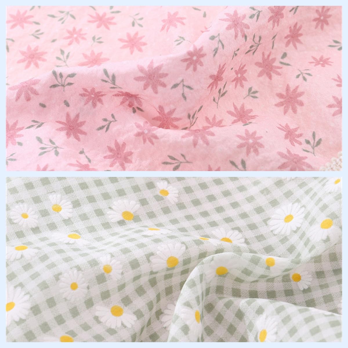 2Pcs Spring Summer Dog Bandanas Daisy Flower Scarfs Adjustable Puppy Bandana Triangle Washable Bibs Handkerchief For Small Mediu