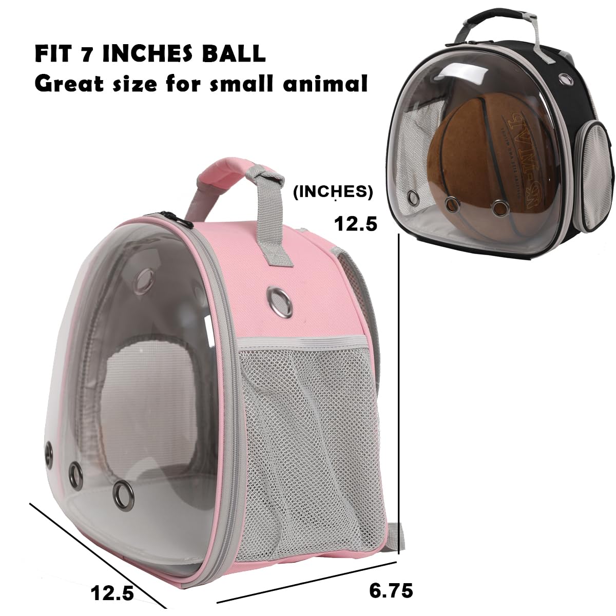 Hamster Backpack Carrier, Bearded Dragon Carrier Backpack With Clear Bubble Window,Small Animal Travel Backpack For Hedgehog Rat,Chameleon,Rabbit,Sugar Glider,Airline Approved (Pink, Backpack)