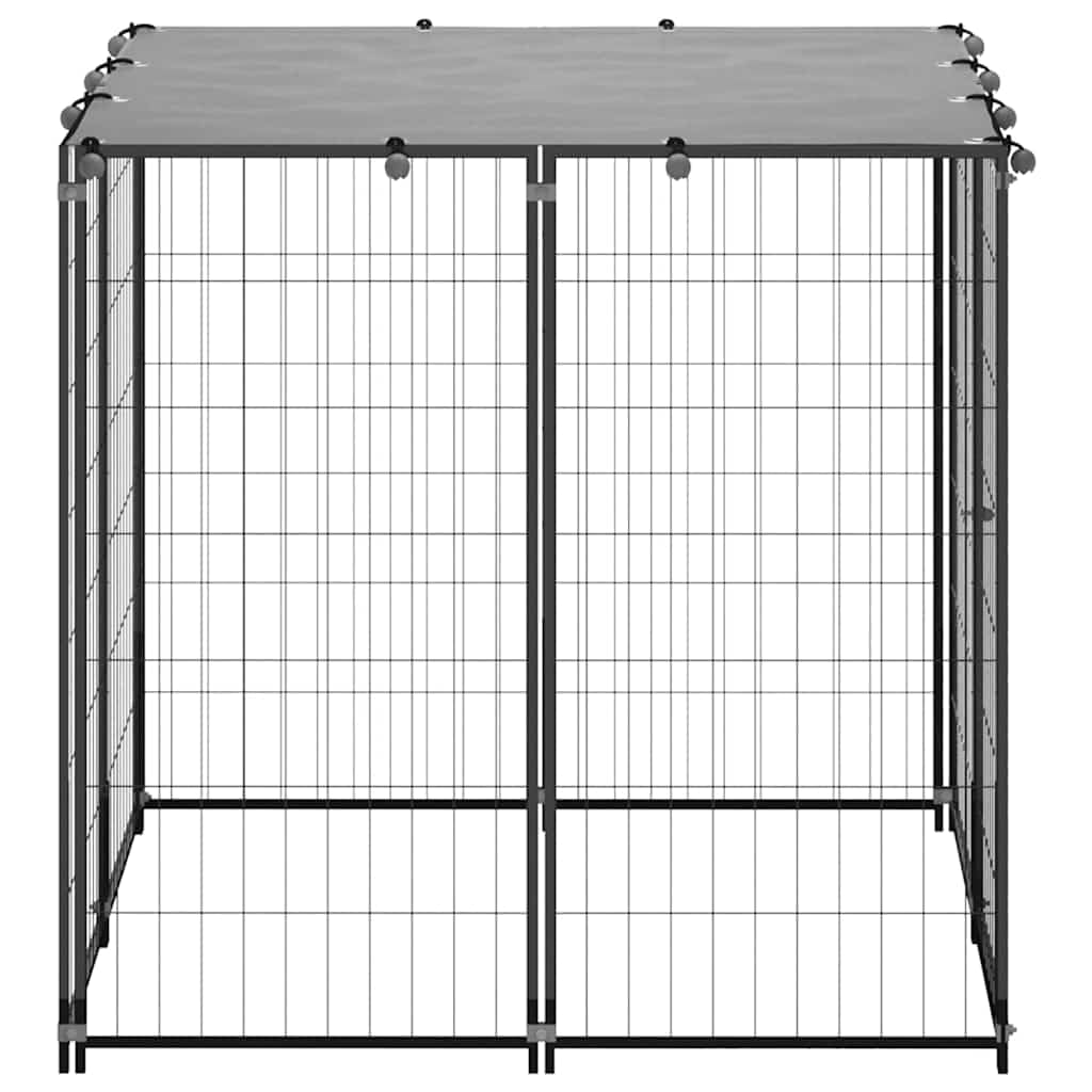 vidaXL Dog Kennel Black 43.3x43.3x43.3 Steel