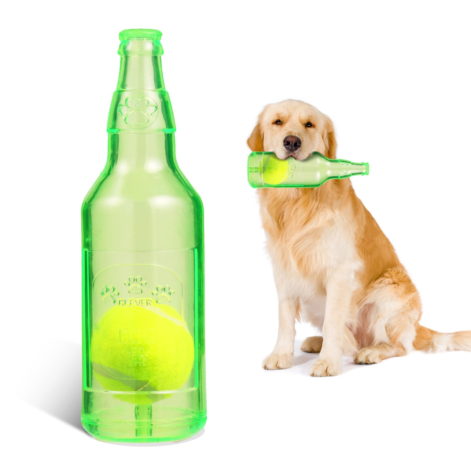 Metionc Indestructible Dog Toys For Aggressive Chewers, Contains Tennis Ball, Durable Squeaky Toys (Green, S)