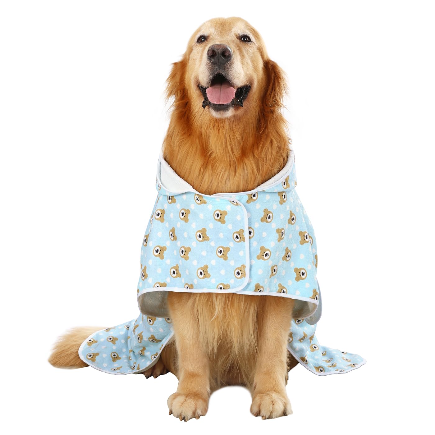 Hde Dog Bathrobe Super Absorbent Quick Drying Towel With Hood For All Dog Breeds Sizes S-Xxl - Teddy Bears - Xxl