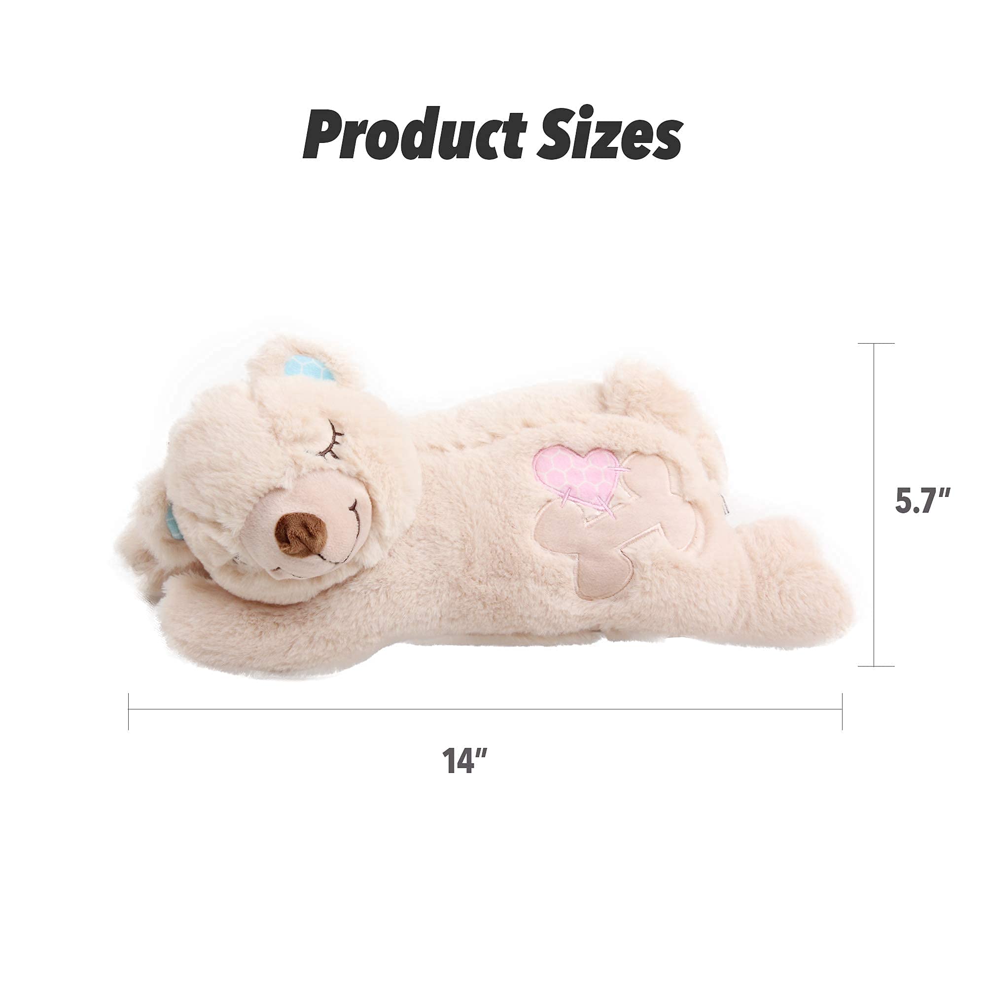 PetPrime Dog Plush Toy Heart Beat Puppy Plush Bear Toy with Warmer Bag Pet Soft Anxiety Puppy Relief Toy for Puppy Dogs Heart Be