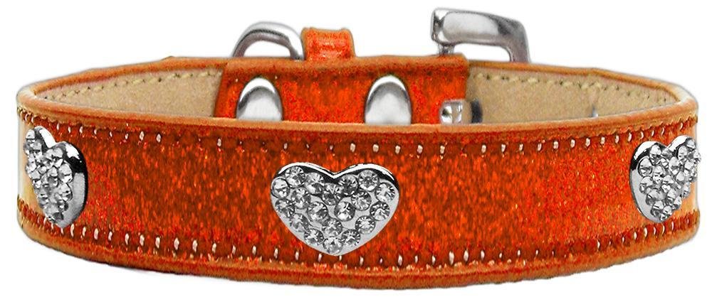 Mirage Pet Product Crystal Heart Dog Collar Orange Ice Cream Size 20