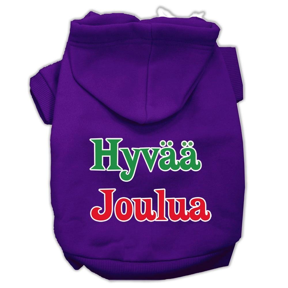 Pet Dog & Cat Hoodie Screen Printed, Hyvaa Joulua Purple XL (14-20 lbs.)