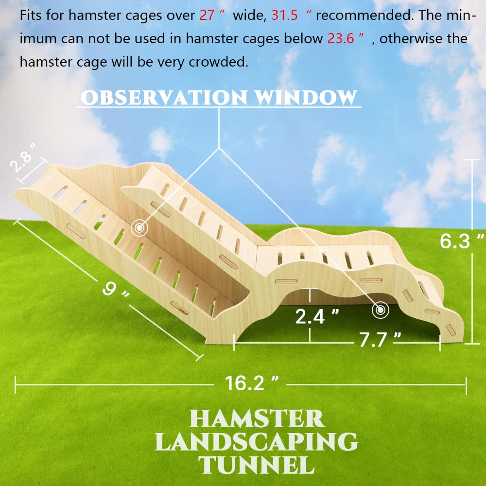 Syrian Hamster Explorer Set - Snap-Together Wooden Burrow With Panoramic Window Decorative Landscaping Digging Peeping Hide Unde