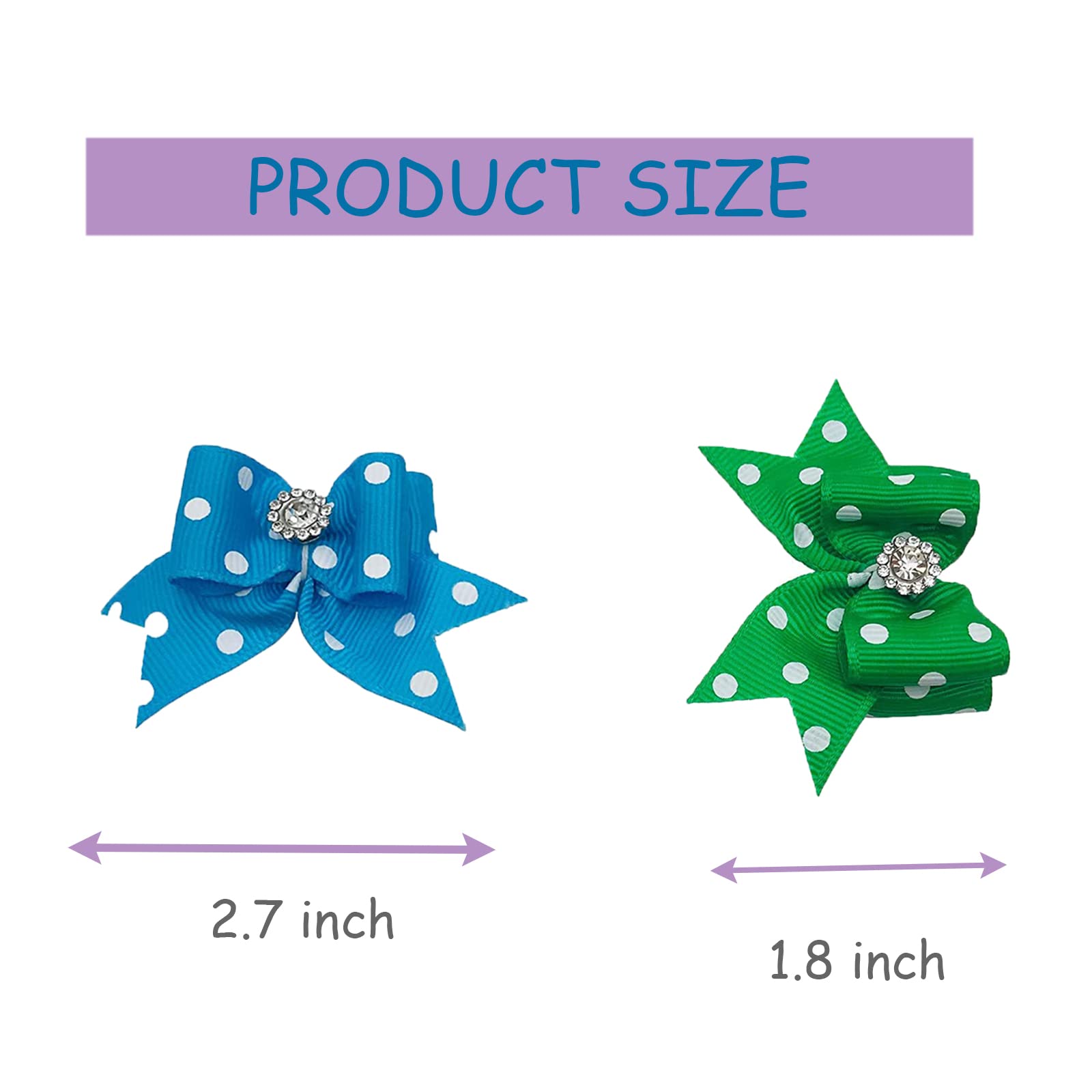 Pet Show 10Pcs Dot Hair Bows With Rubber Bands For Small Medium Dogs Puppies Cat Grooming Accessories Color Assorted Randomly