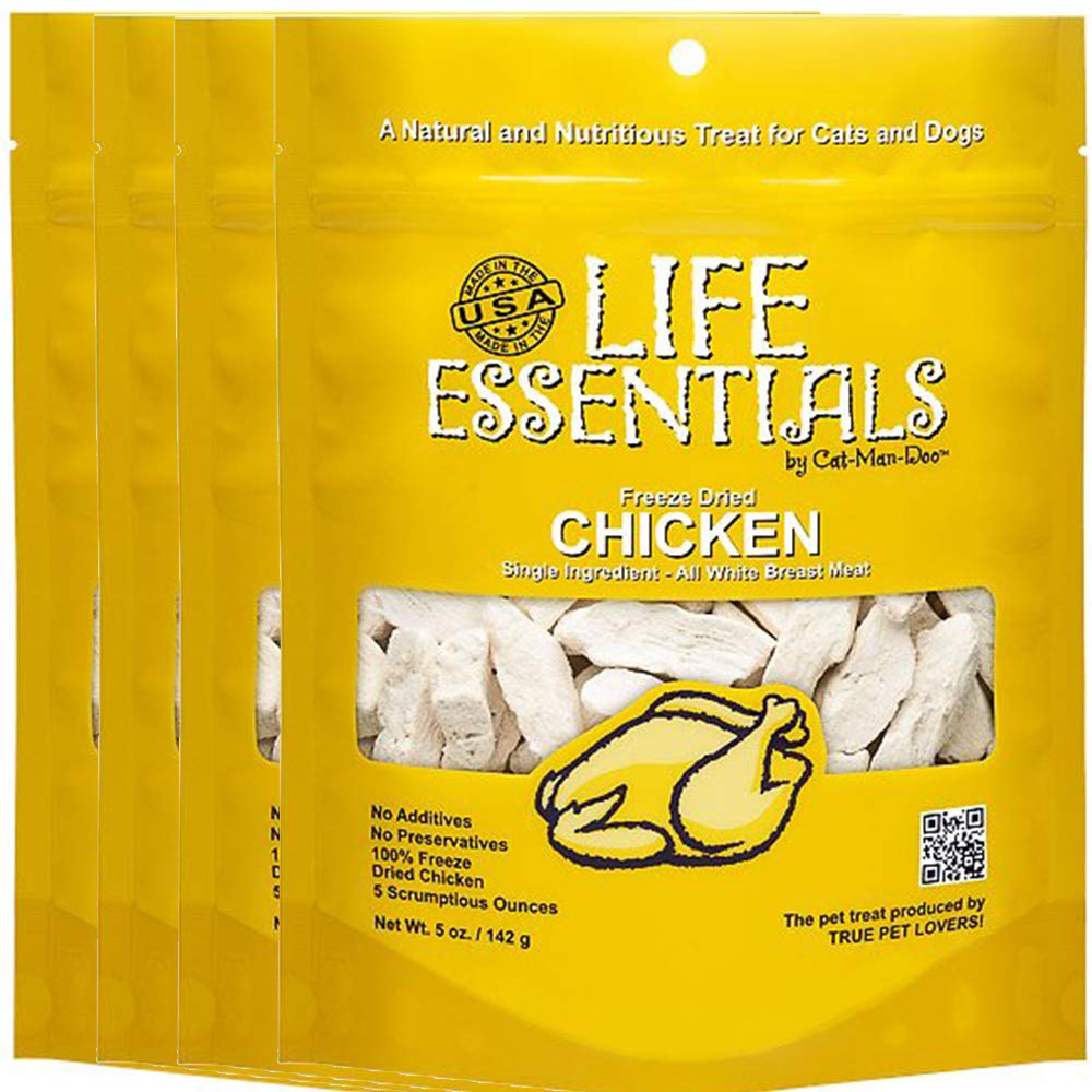 LIFE ESSENTIALS BY CAT-MAN-DOO All-Natural Freeze Dried Chicken Treats for Dogs & Cats Free of Grains, Fillers, Additives and Pr