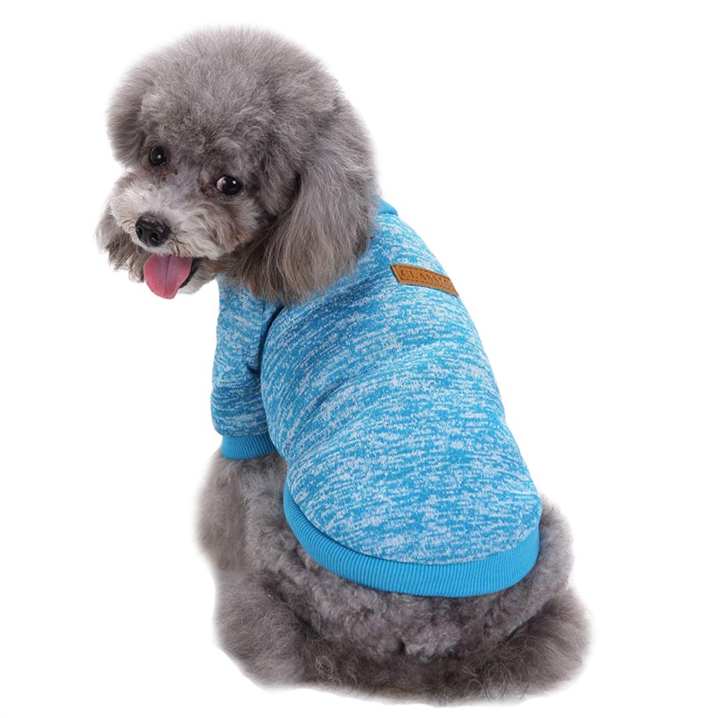 Jecikelon Pet Dog Clothes Dog Sweater Soft Thickening Warm Pup Dogs Shirt Winter Puppy Sweater For Dogs (Light Blue, Xs)