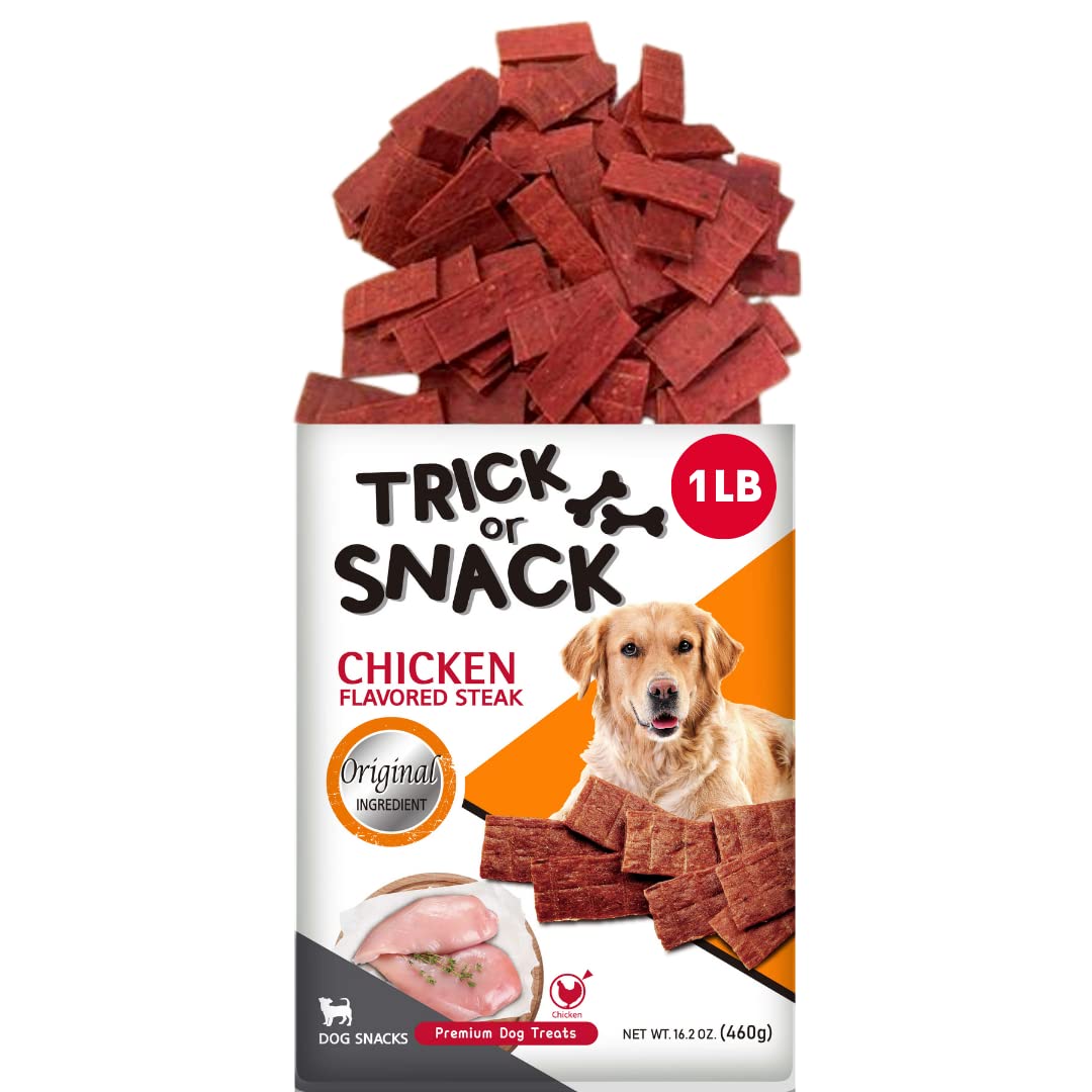 TRICK OR SNACK Premium 1lb Dog Jerky Treats | Dog Training | Dog Walking | Natural Grillers | Healthy Smoked Beef Chicken Salmon
