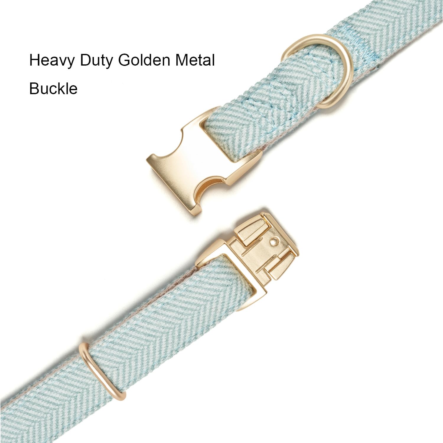 YUDOTE Soft Cotton Hemp Dog Collar with Metal Buckle Adjustable Tweed Dog Collars for Small Medium Large Dogs(Blue,Large)