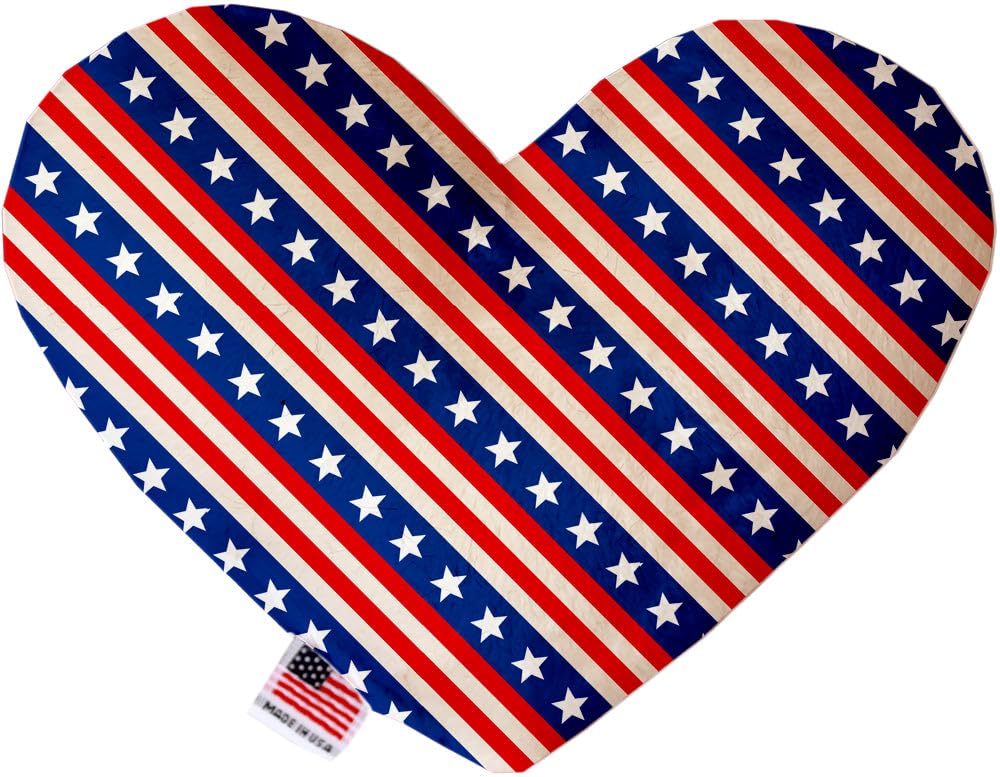 Pet and Dog Plush Heart or Bone Toy, &quot;Independence Day Group&quot; (Available in different sizes, and 9 different pattern options!) Stars and Stripes 6&quot; Plush Heart