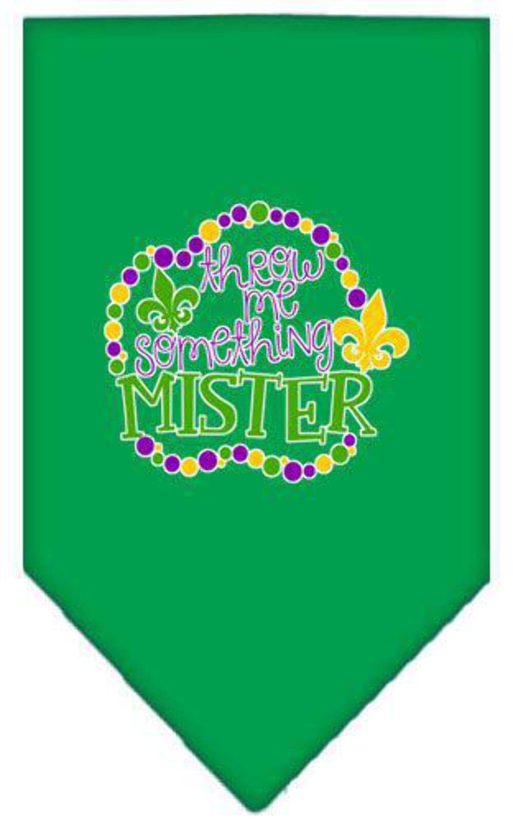 Mirage Pet Product Throw me Something Screen Print Mardi Gras Bandana Emerald Green Large