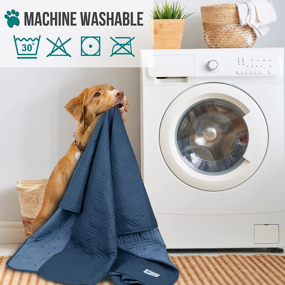 Petami Waterproof Dog Bed Cover Pet Blanket For Medium Large Dog, Couch Cover Sofa Furniture Protector For Dogs Cat, Reversible Water-Resistant Anti-Slip Pad Mat Quilt Washable, 52X82 Blue