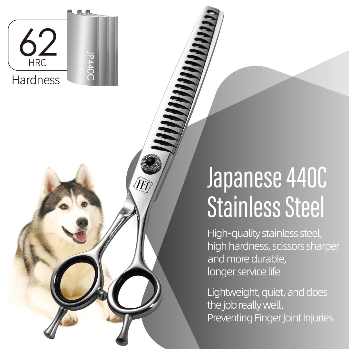 Fenice Totem Dog Grooming Scissors: 7.5 Inch Pet Chunker Shears Made Of Japanese 440C Advanced Stainless Steel Professional Groo