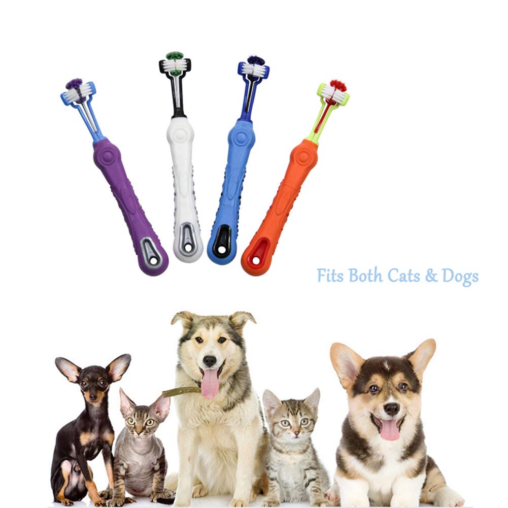 Orgrimmar 3-Sided Pet Toothbrush Dog Toothbrush Removing Bad Breath Tartar Cleaning Mouth Pet Dental Care Cat Cleaning Mouth (Pa