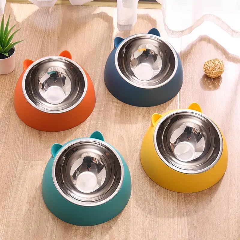 Namra Stainless Steel Cat And Dog Bowl Tilted 15 Elevated Cat Bowls Non Spill Kitten Puppy Food Bowl Slanted Dog Bowl For Pets D