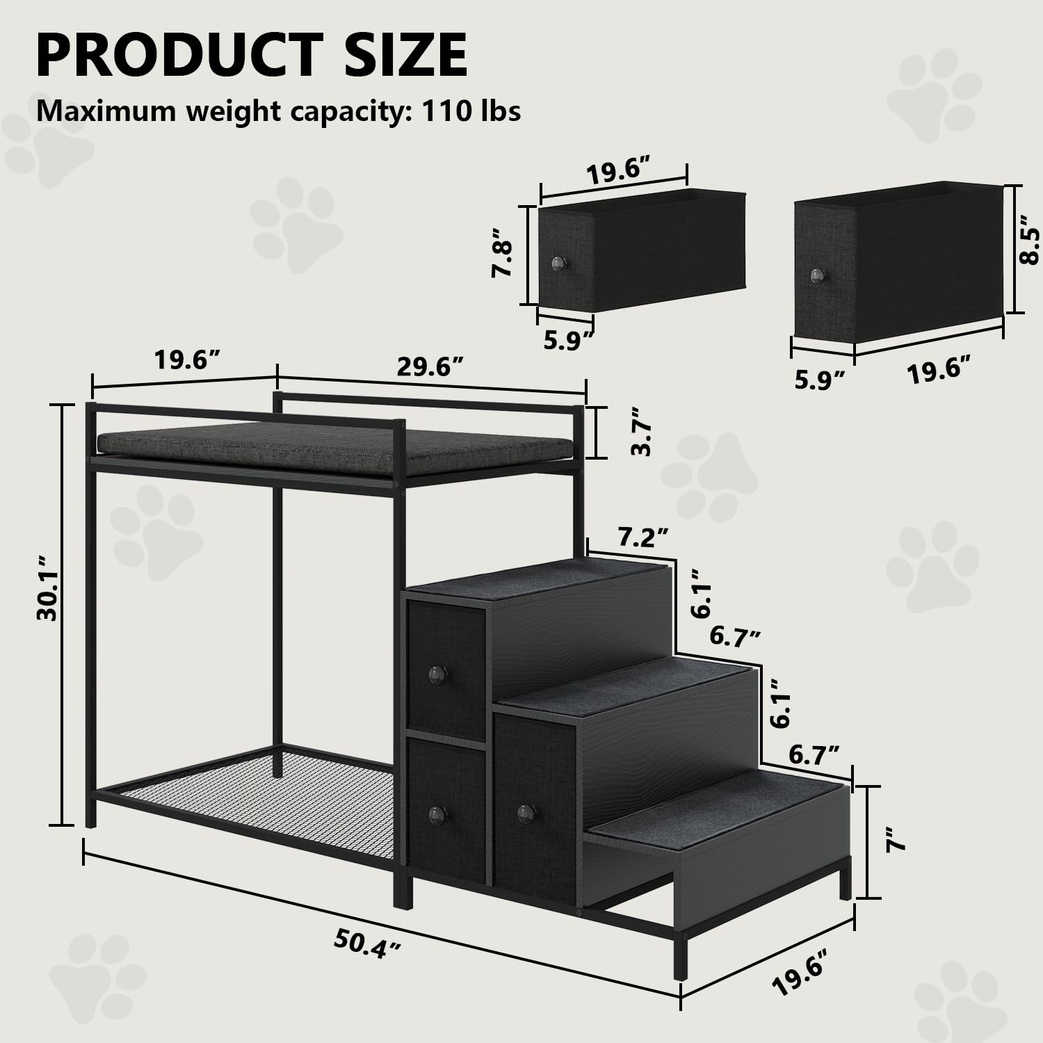 VENDORZ Dog Bunk Bed Cat Window Perch with Stairs and Drawers, Cat Window Seat Perch, Indoor Perch with Stairs for Small Medium