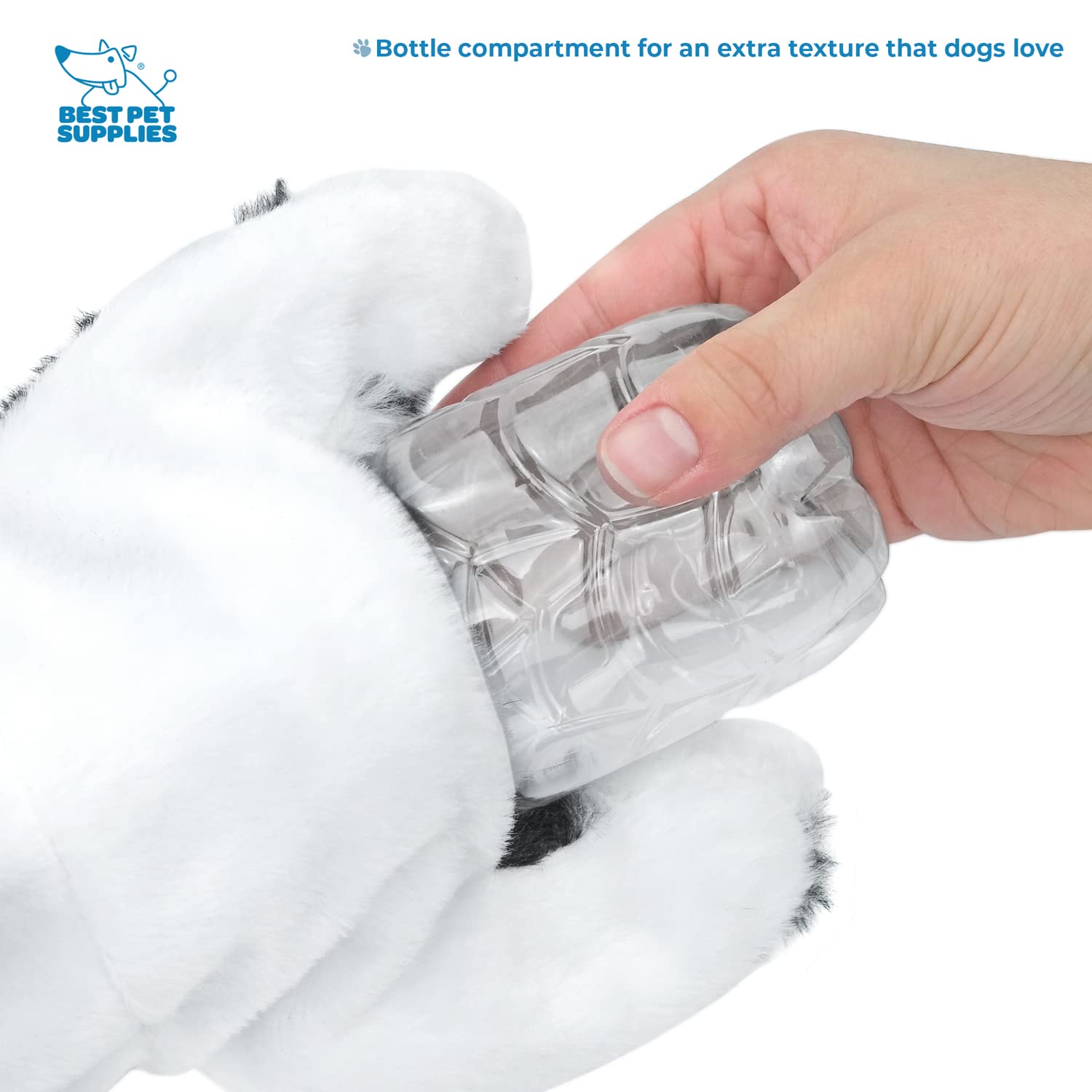 Best Pet Supplies 2-In-1 Stuffless Squeaky Dog Toys With Soft, Durable Fabric For Small, Medium, And Large Pets, No Stuffing For Indoor Play, Holds A Plastic Bottle - Sheep, Cow, Medium