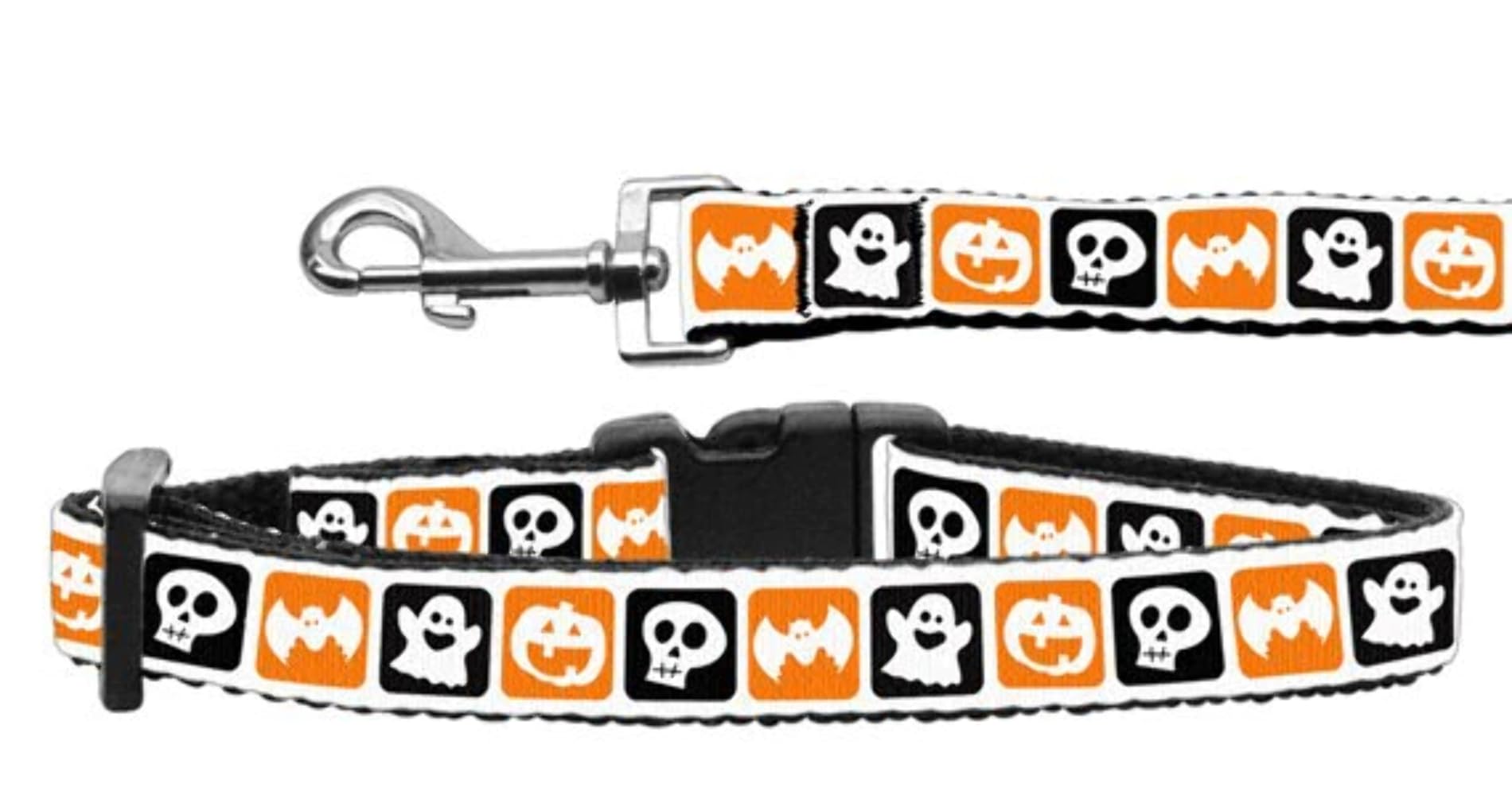 Halloween Pet Dog & Cat Nylon Collar or Leash, &quot;Classic Halloween&quot; XS Collar