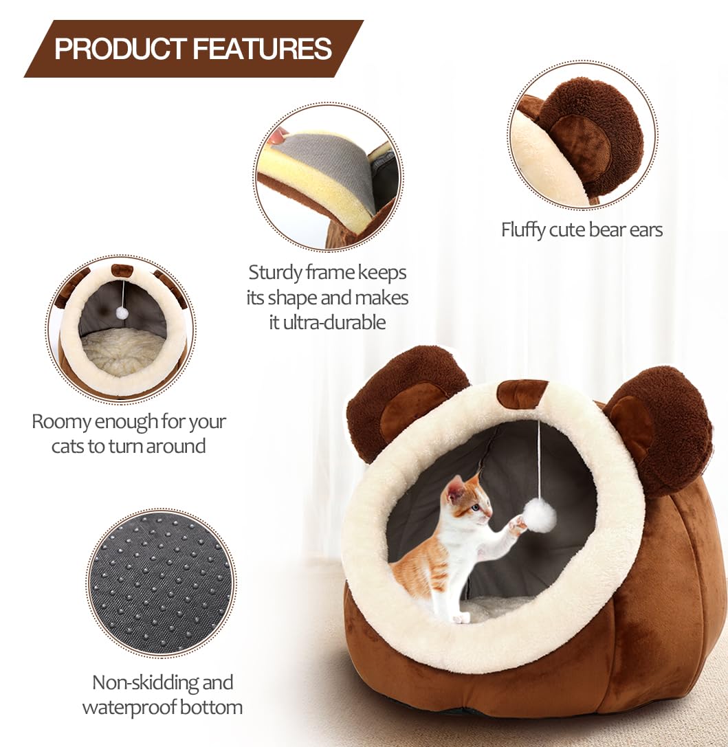 Lcybem Cat Beds For Indoor Cats - Cat Bed Cave With Removable Washable Cushioned Pillow, Soft Plush Premium Cotton No Deformatio