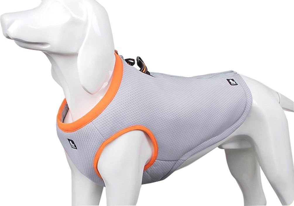 Sgoda Dog Cooling Vest Harness Cooler Jacket Grey Orange Small