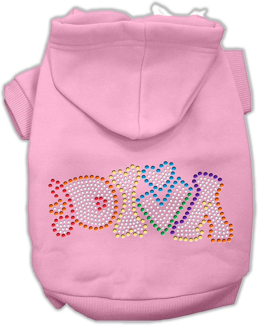 Pet, Dog & Cat Hoodie Rhinestone, 'Technicolor Diva' Light Pink Xl (14-20 Lbs.)