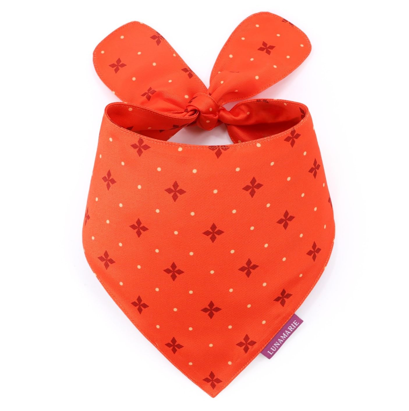 Lunamarie - Luxury Pet Birthday Bandanas -Premium & Silky Poly Fabric | 100% Handmade | Custom Shape Dual Layered (Ember, Large)