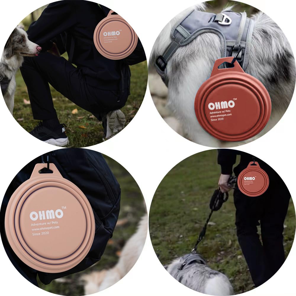 Ohmo Collapsible Dog Bowl(2 Pack, 12Oz/400Ml) Premium Silicone Pet Water Bowls For Cats & Dogs, Portable Dog Travel Bowls Foldab