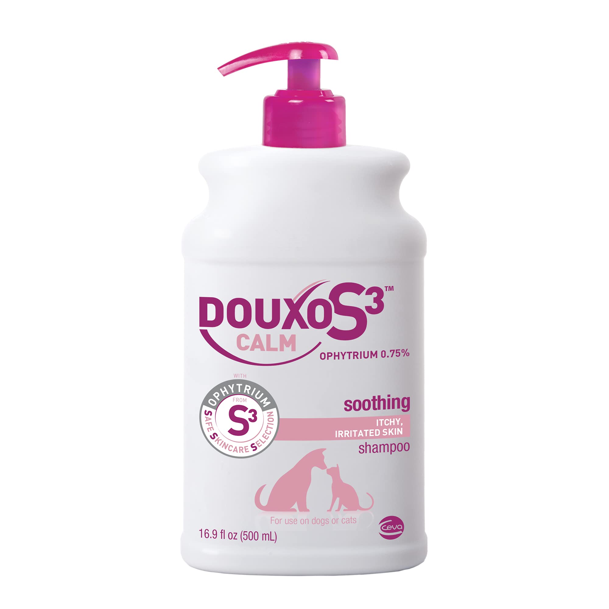 Douxo S3 Calm Shampoo 16.9 Oz (500 Ml) - For Dogs And Cats With Itchy Skin, Translucent