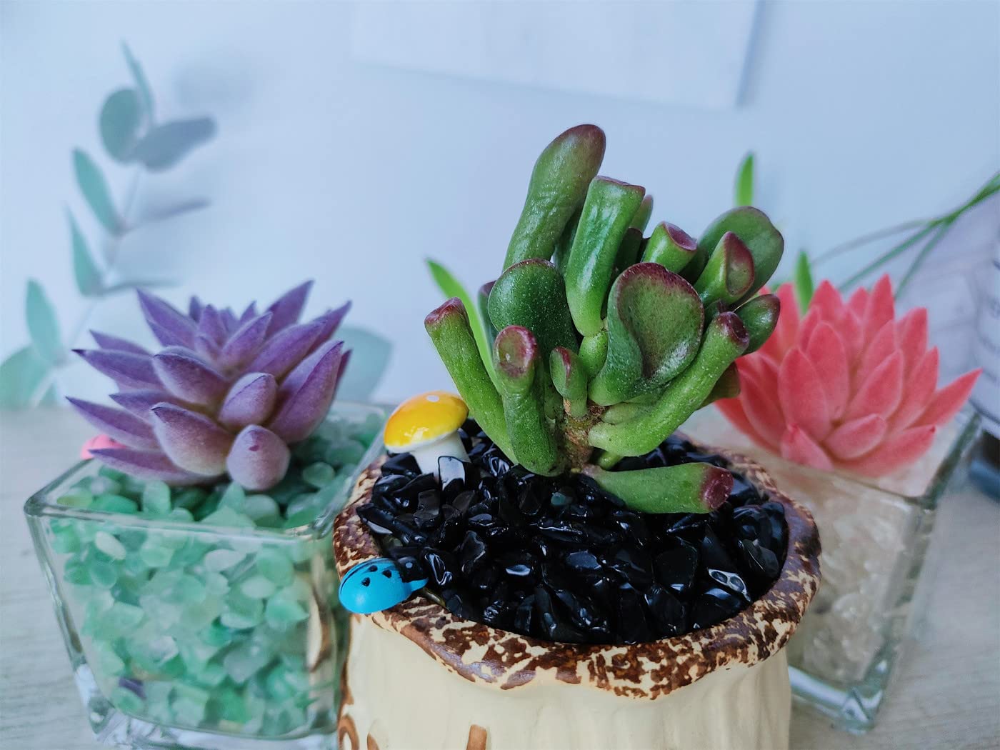 ZHIYUXI Obsidian Crystal Vase Filler Crystal Chips Stone for Decoration Succulent Plants Vase Fish Tank Gravel Crushed Crystals