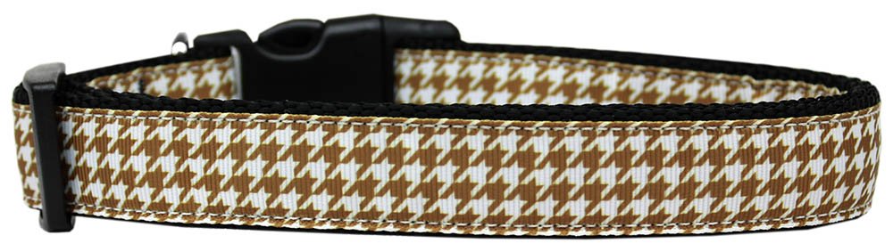 Pet Dog & Cat Nylon Collar or Leash, &quot;Houndstooth Brown&quot; Cat Collar