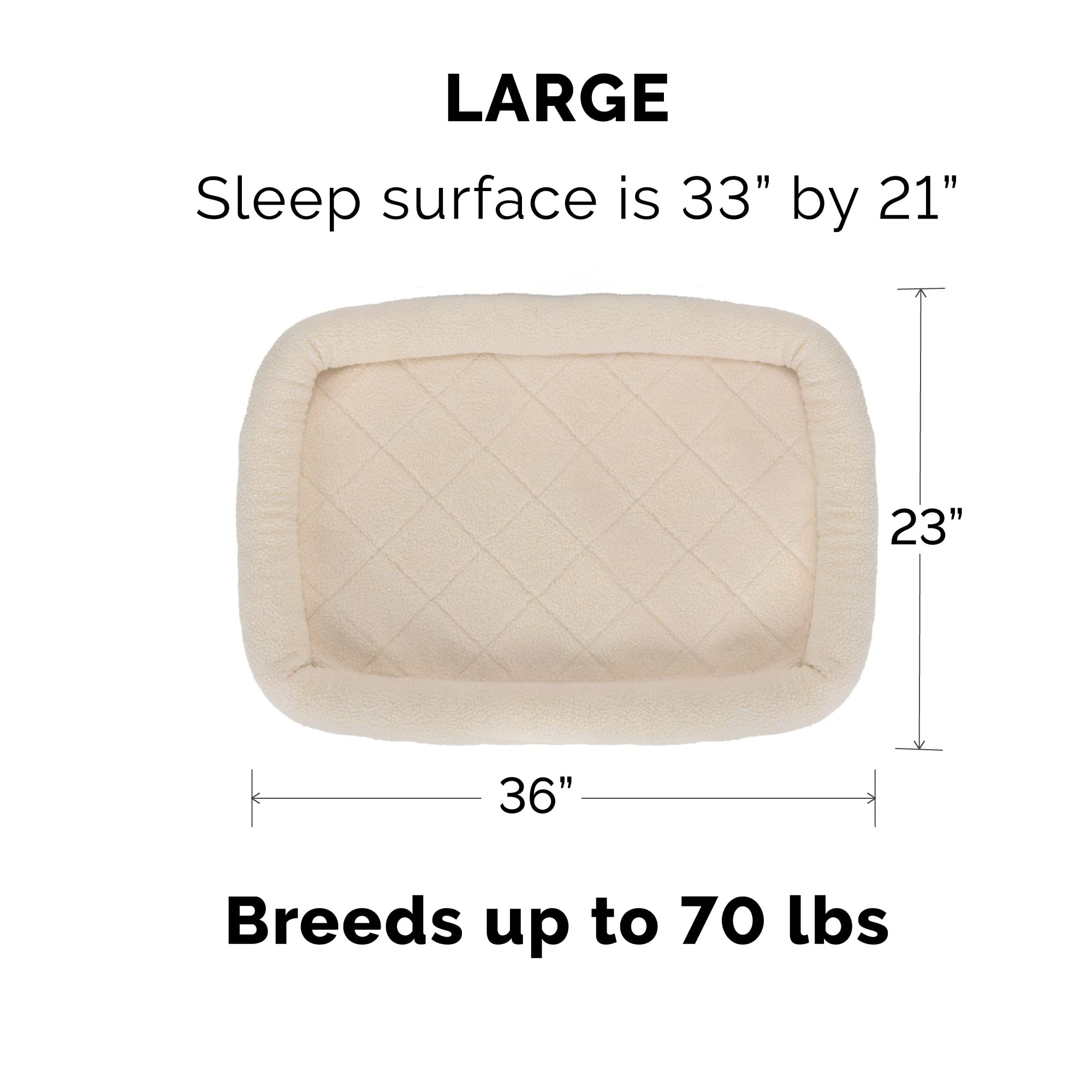 Furhaven Dog Bed For Large/Medium Dogs, 100% Washable, Sized To Fit Crates - Sherpa Fleece Bolster Crate Pad - Cream, Large, 36.