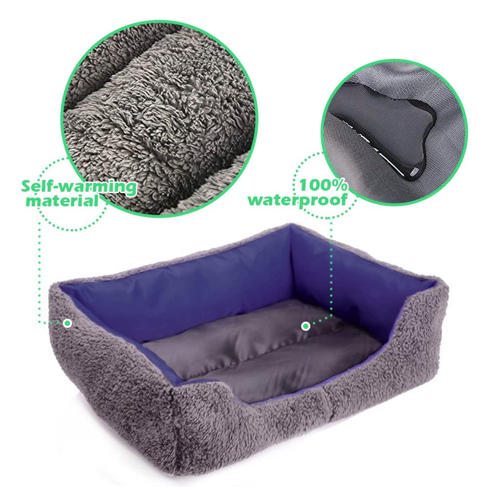 Barelove Square Large Dog Bed Mattress Washable Pads Room Waterproof Bottom (Purple)
