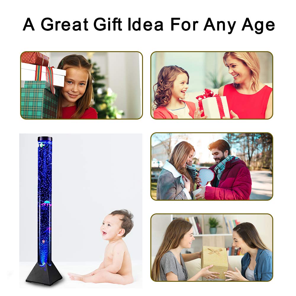 4Ft Led Bubble Tube Floor Lamp Extra Large Aquarium Lamp With 10 Fish And Remote Control 20 Light Changes Tall Water Tower Tank Night Light For Bedroom Office Gift For Kids Men Women