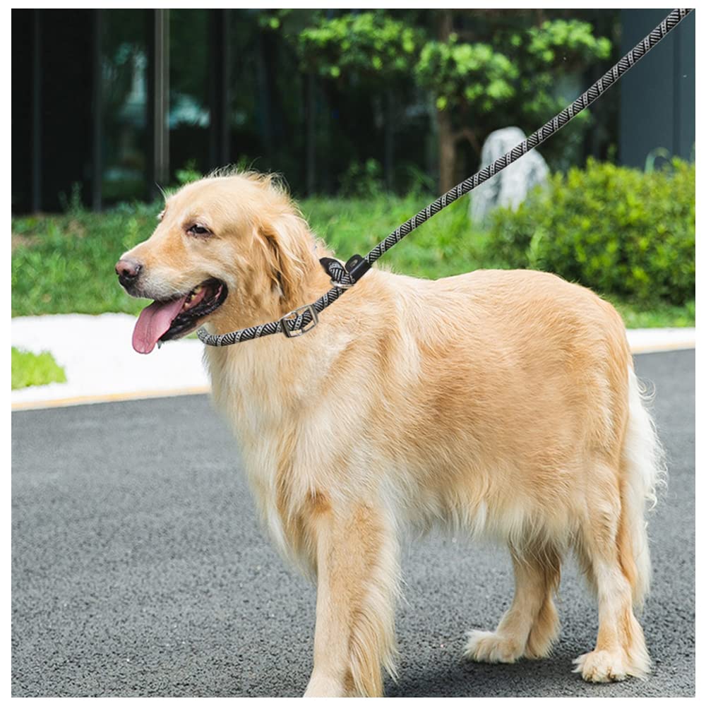 Yucforen 10Ft / 20Ft Long Slip Lead Dog Leash, 3/8' Thick Nylon Reflective Rope Anti-Choke Training Lead For Medium Large Dogs Black