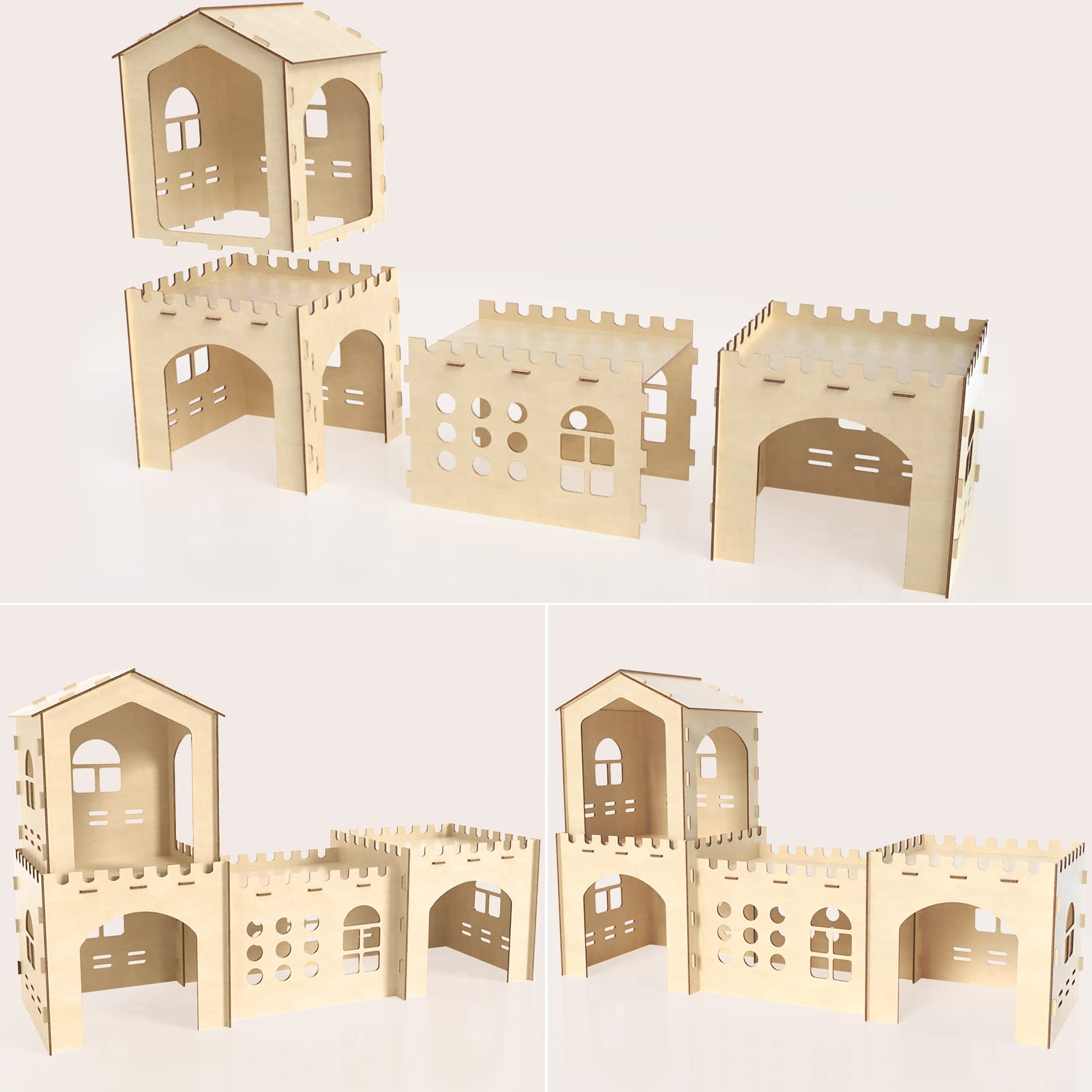 Woiworco Extra Large Rabbit Hideout, Wooden Rabbit Castle Bunny Spacious Breathable Hideouts For Indoor Bunnies, Hamsters And Gu