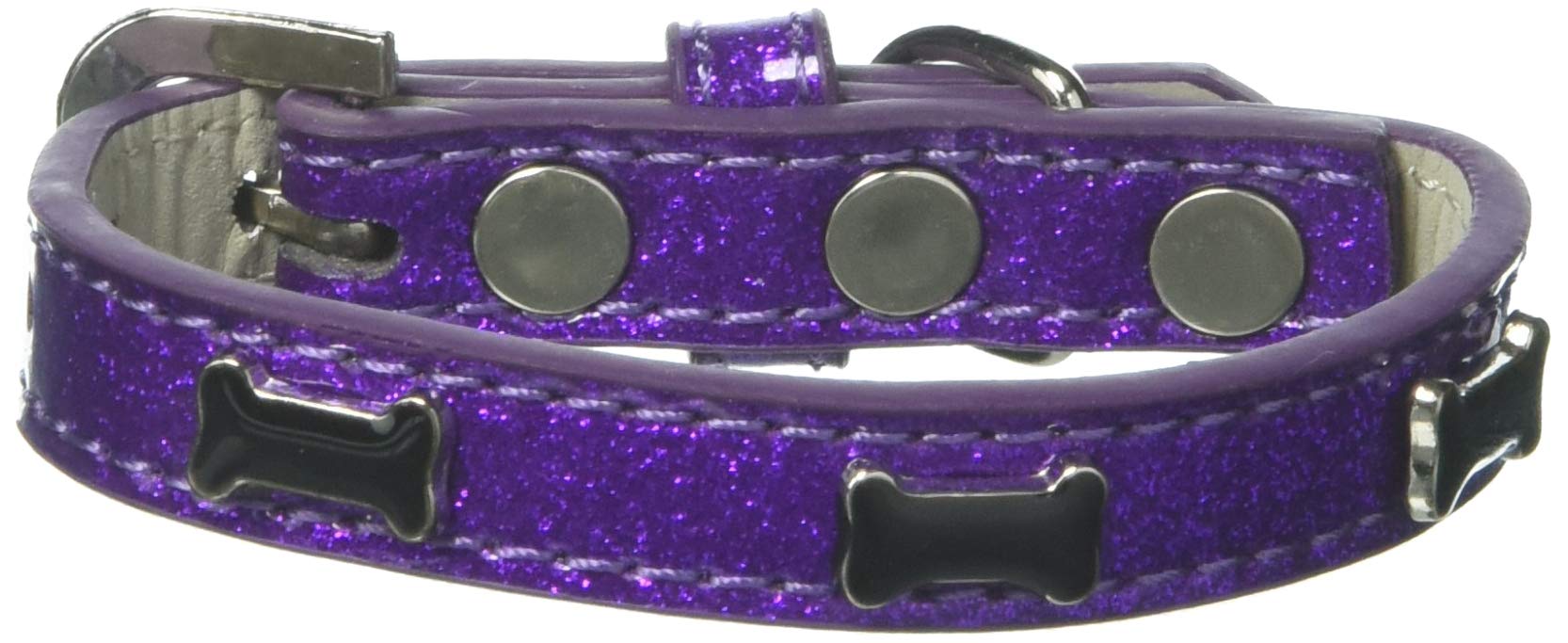 Mirage Pet Products Black Bone Widget Dog Collar Purple Ice Cream, Size 10