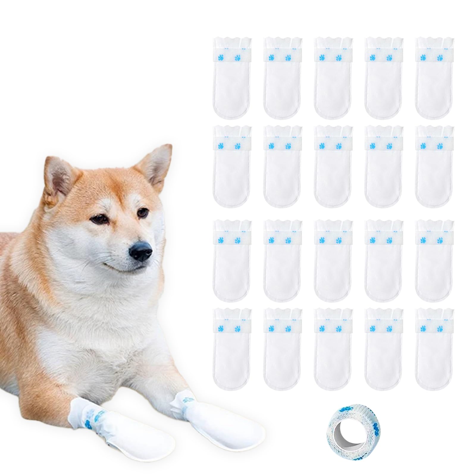 Qiyuda Disposable Dog Booties 20 Count Waterproof Adjustable Dog Cat Shoes Boots Mud Paw Protection Feet Covers
