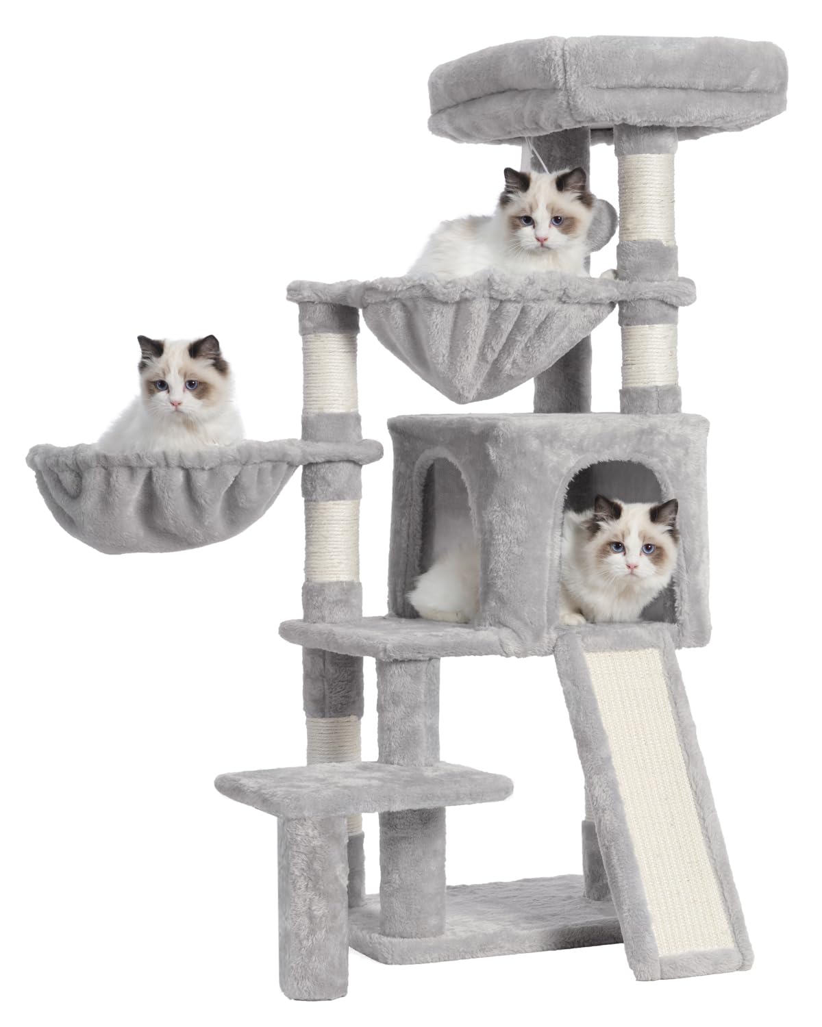 Gitelsnour Cat Tree, Cat Tower With Condo, 2 Baskets, Large Platform, Scratch Board, Cat Scratching Posts For Indoor Cats, Light